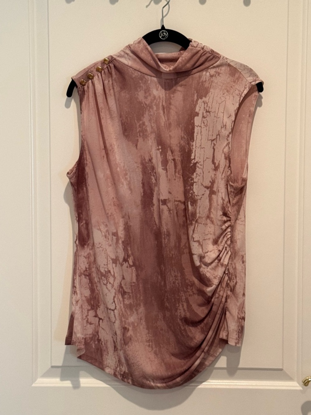 Donna Karan Dusty Rose Marbled Sleeveless Mock Neck Tank